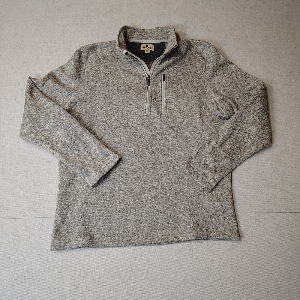 Woolrich Men XL Gray Heather Quarter Zip Pullover Sweater Outdoor Hiking